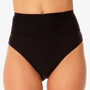 Black Full Coverage Hight Waist  Bikini Bottom Size L Coppersuit New